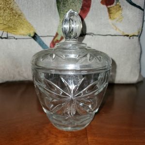 Vintage etched sugar glass container